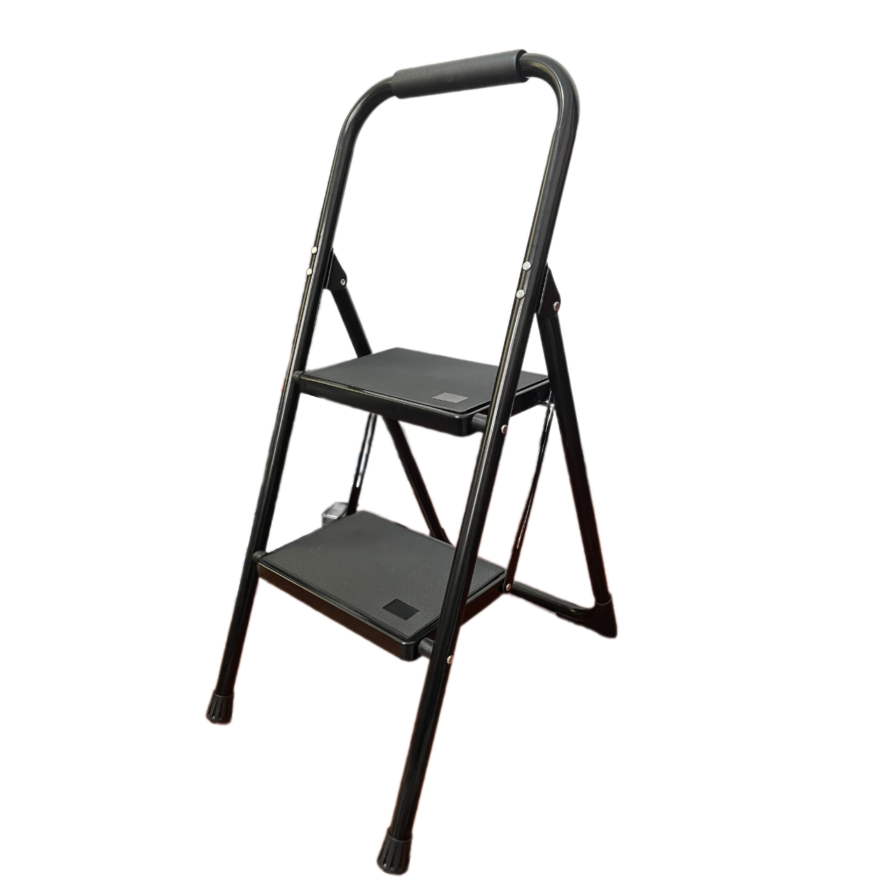 2 Step Ladder, Foldable, Load capacity 330lbs, Black