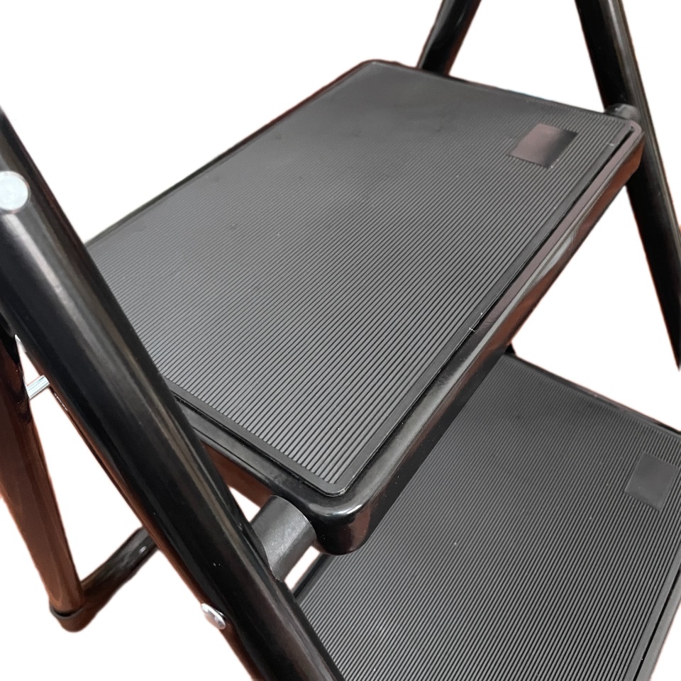 2 Step Ladder, Foldable, Load capacity 330lbs, Black