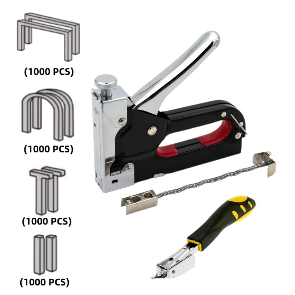 Heavy Duty Staple Gun, 4-in-1, Manual, with 4000 PCS Nails