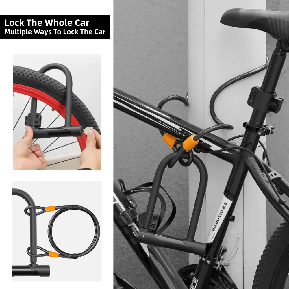 Bike U Lock With Security Cable