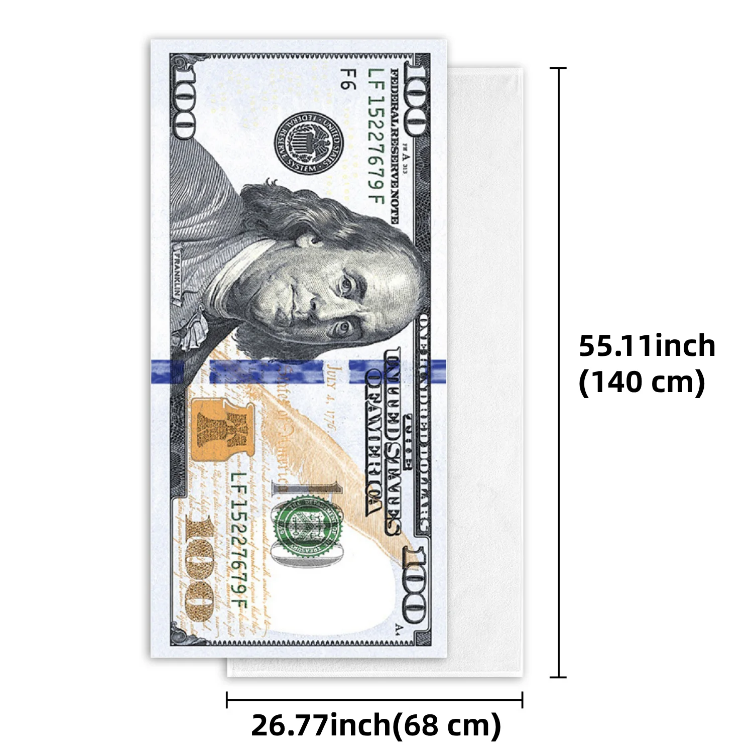 Dollar Bill Beach Towel, Quick-drying, 100 USD, Microfiber