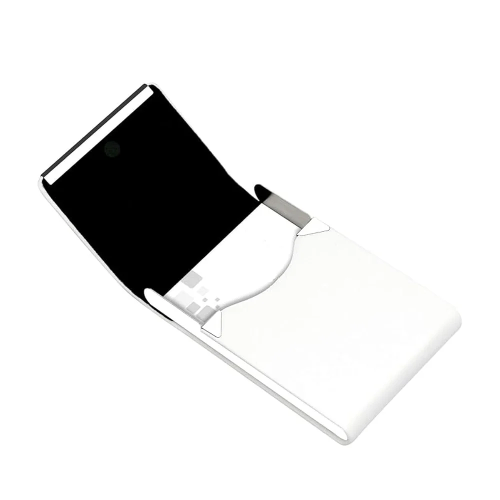 3 PCS Magnetic Business Card Holder, Credit Card Case with Magnetic Shut, White, PU Leather and Stainless Steel