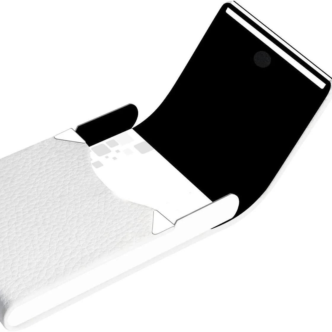 3 PCS Magnetic Business Card Holder, Credit Card Case with Magnetic Shut, White, PU Leather and Stainless Steel