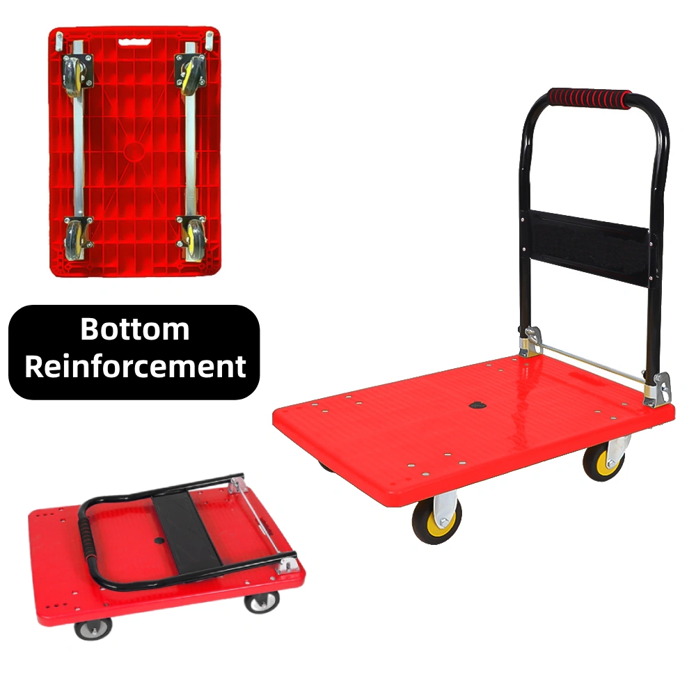 Heavy Duty Platform Truck, Foldable, Red, 661 lbs Weight Capacity