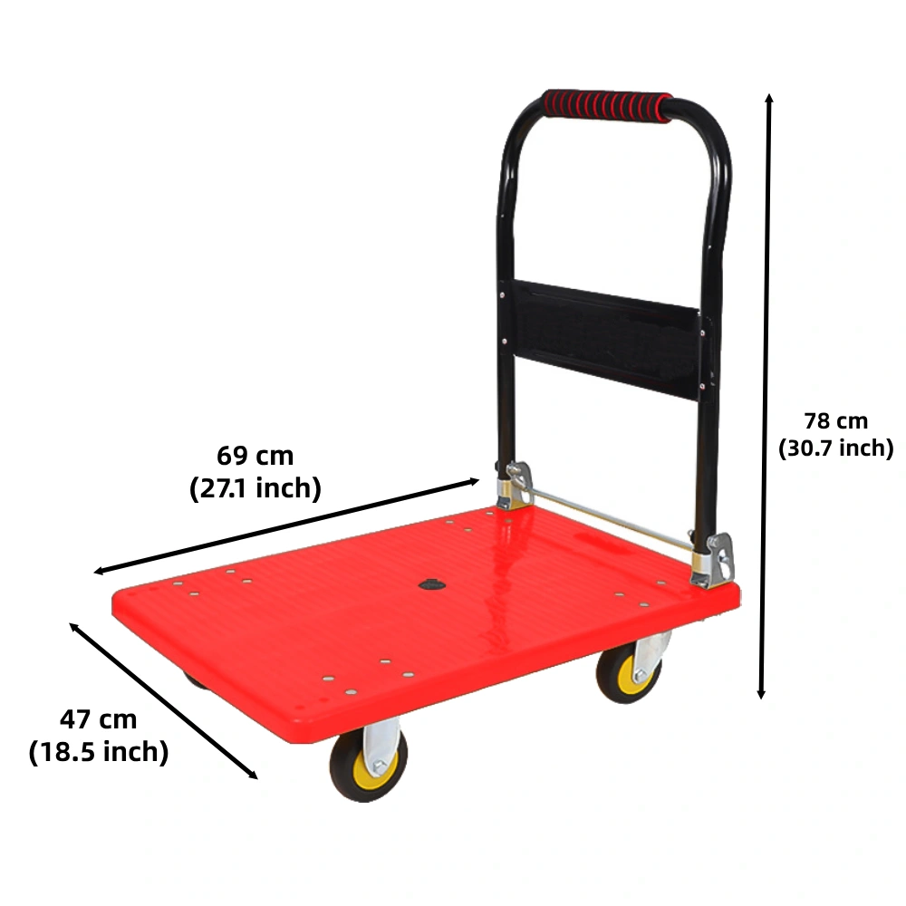 Heavy Duty Platform Truck, Foldable, Red, 661 lbs Weight Capacity