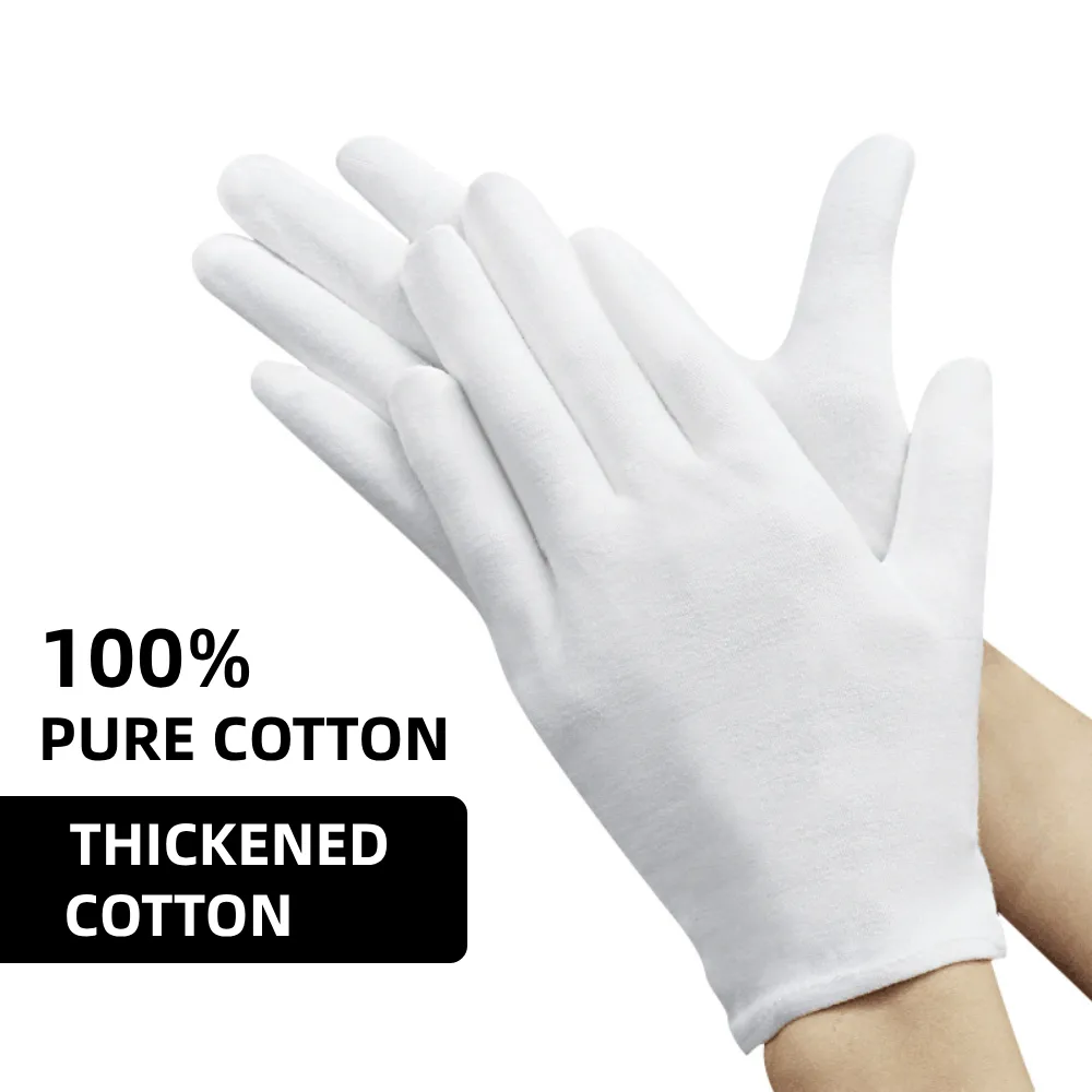24 Pcs (12 Pair) 100% Pure Cotton White Gloves