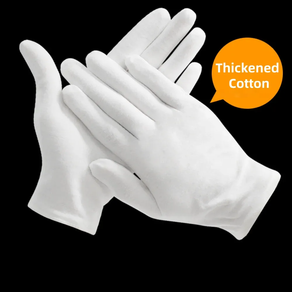 24 Pcs (12 Pair) 100% Pure Cotton White Gloves