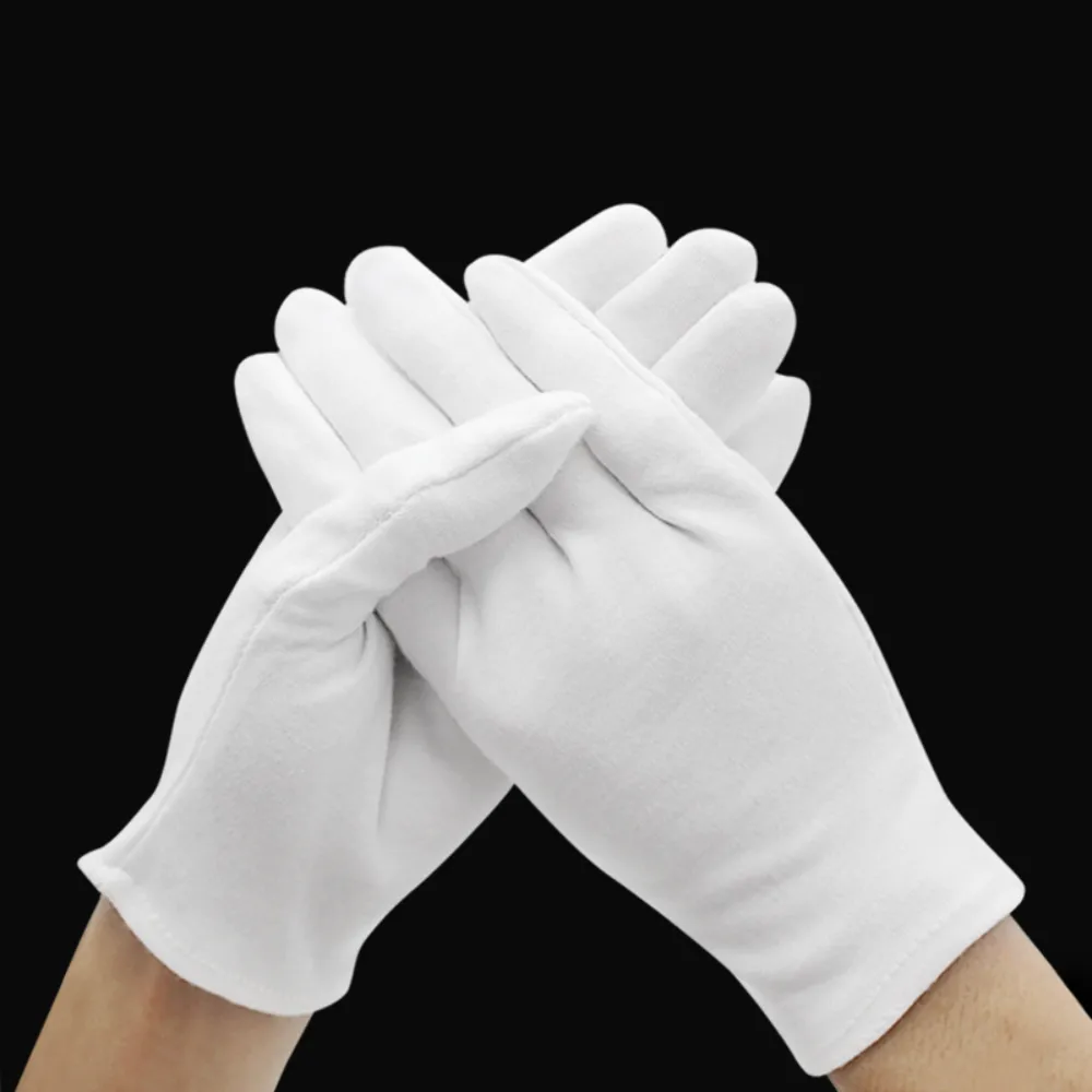 24 Pcs (12 Pair) 100% Pure Cotton White Gloves