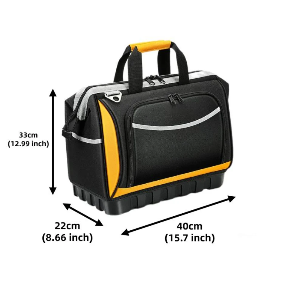 Electrician Tool Bag, 25 Pockets Multi-Layer, Plastic Hard Bottom Tray, 16-inch, with Shoulder Strap