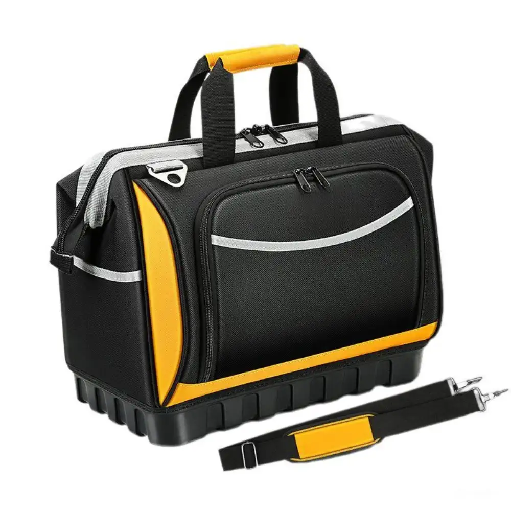 Electrician Tool Bag, 25 Pockets Multi-Layer, Plastic Hard Bottom Tray, 16-inch, with Shoulder Strap