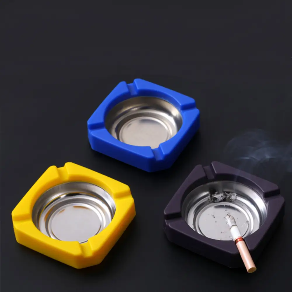 3 PCS Stainless Steel Ashtray, Ultralight, Portable, Square