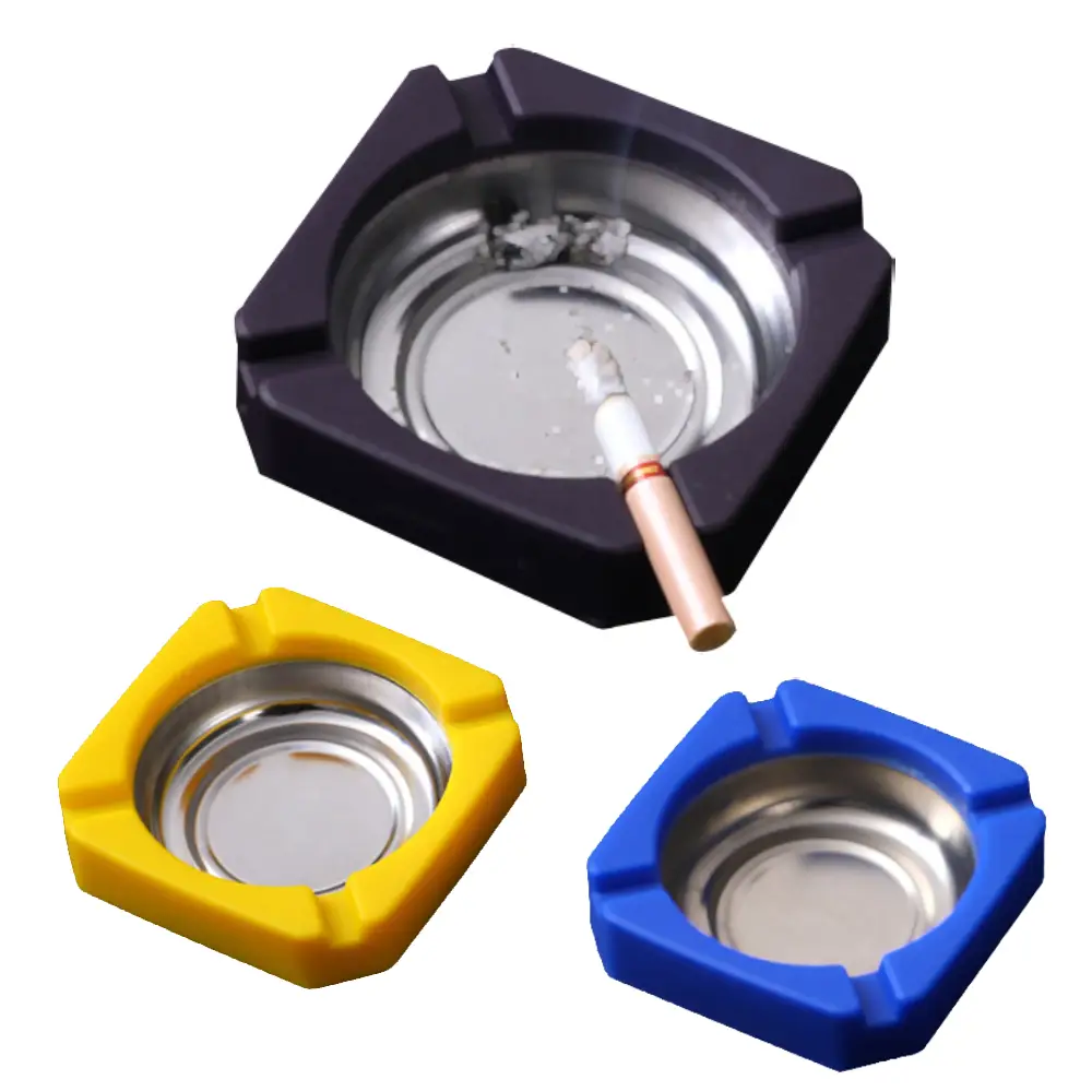 3 PCS Stainless Steel Ashtray, Ultralight, Portable, Square